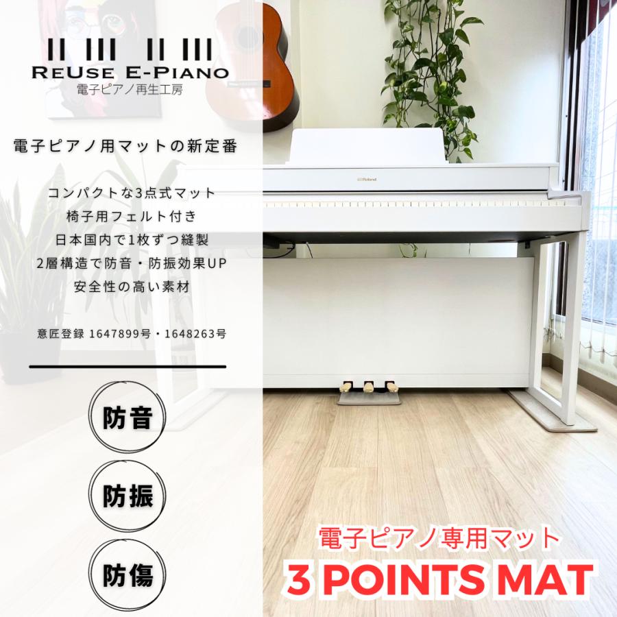 電子ピアノマット（3 Points Mat）とピアノ用除菌水ピアノクリーンウォーター 110ml （スプレー、クロス付）セット