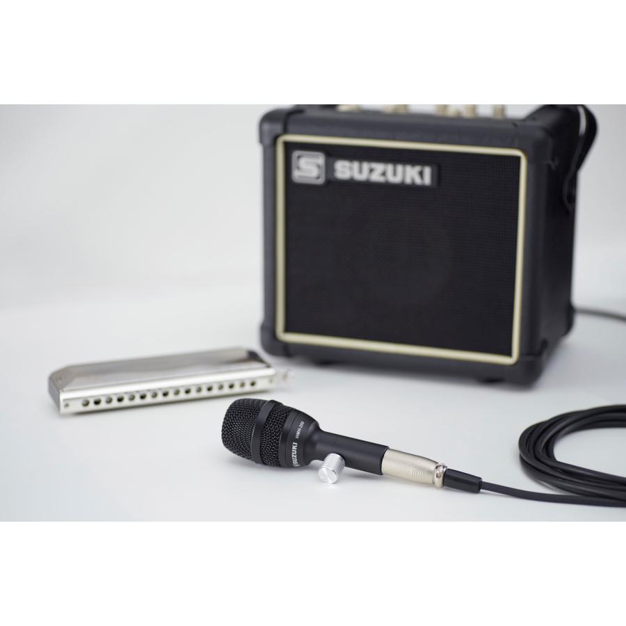 ハーモニカマイク&アンプセット ハーモニカ用ダイナミック型マイクロHMH200とアンプSPA03とケーブルのセット 鈴木楽器製作所