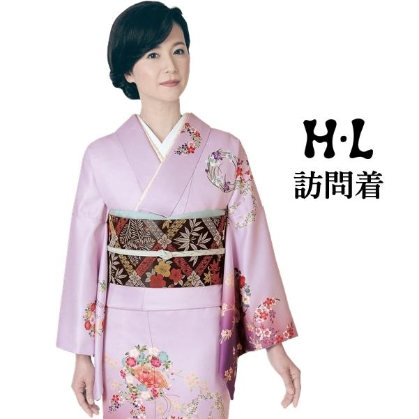 H.L訪問着紫系 洗える着物 華やかな花柄 結婚式 披露宴 パーティー