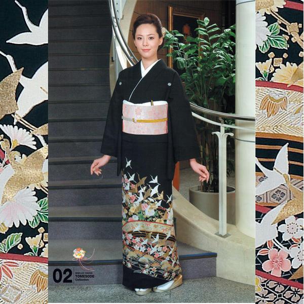 H.L 黒留袖 『飛鶴』【2】「五三桐」紋付 着物単品 洗える 礼装 結婚式 披露宴 パーティー フォーマル セレモニー | H.L | 01