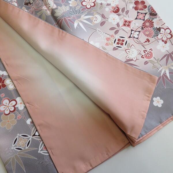 H.L 【H.L訪問着 単品】サーモンピンク系花柄【235】洗える着物