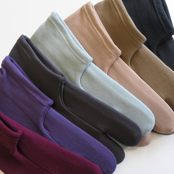 色足袋【日本製】無地 こはぜなし（7色 レディース エンジ 紫 ねずみ ブルーグレー ベージュ モカ茶 黒）フリーサイズ 洗える ストレッチ 足袋【ITO】 |  | 01