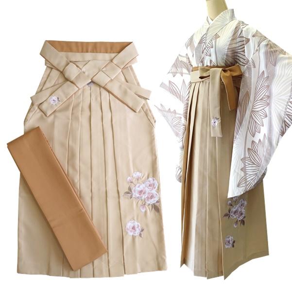 RK 無地刺繍袴】レディース 花柄【単品】袴下帯付き【4サイズ S・M・L 