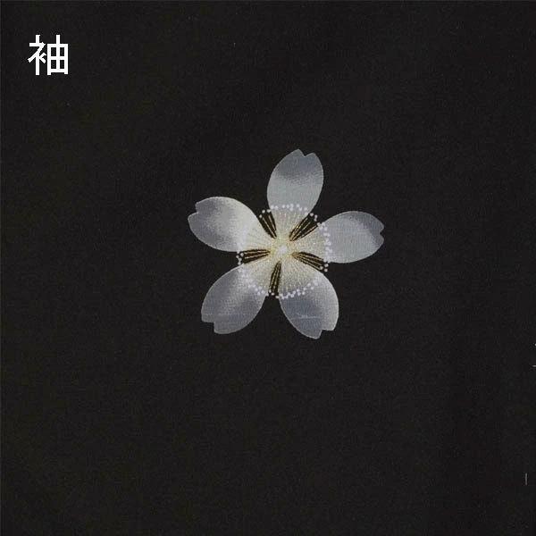 【日本製】仕立上り 袷付下げ 大きな桜の花 黒（059）洗える ポリエステル |  | 02