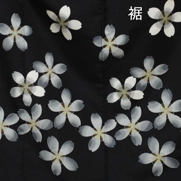 【日本製】仕立上り 袷付下げ 大きな桜の花 黒（059）洗える ポリエステル |  | 03