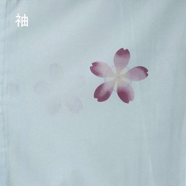 【日本製】仕立上り 絽付下げ  大きな桜 インパクト大（水色）洗える ポリエステル 撥水加工 7月 8月（059） |  | 01