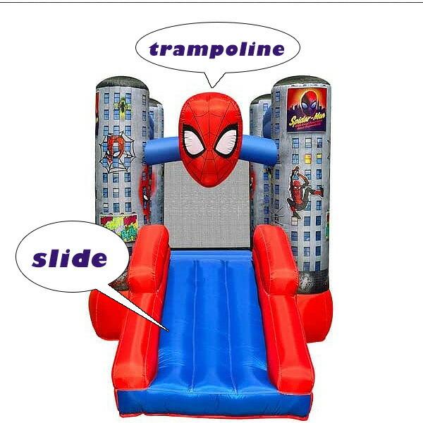 Funormous スパイダーマン バウンス and スライド インフレータブル バウンスハウス スライダー トランポリン エアー遊具_4
