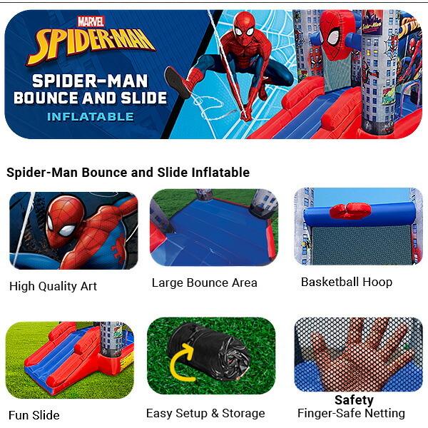 Funormous スパイダーマン バウンス and スライド インフレータブル バウンスハウス スライダー トランポリン エアー遊具_6