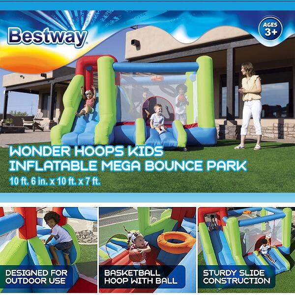 ベストウェイ ワンダー フープス メガ バウンス パーク トランポリン ソフトボール付き エアー遊具 ふわふわ遊具_1