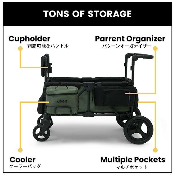 Jeep 二人乗り キャノピーワゴン グレー ベビーカー 大型 ストローラー Jeep ジープ アリーズ ストローラー ワゴン キャノピー付き 2人