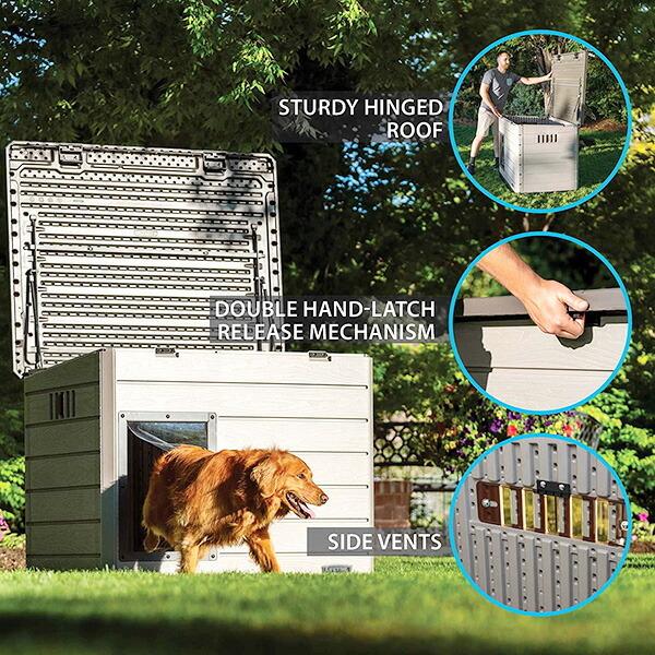 中古品 ライフタイム デラックス ドッグハウス 中型犬 大型犬 屋根開閉可能 犬小屋 犬舎 大型 【X2933670818】(102589円)