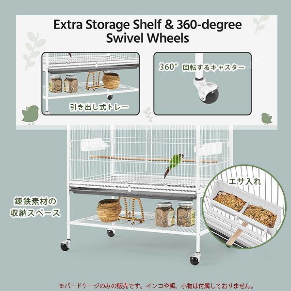 Yaheetech 52インチ ラージ バードケージ スタンド付き 鳥かご ペット