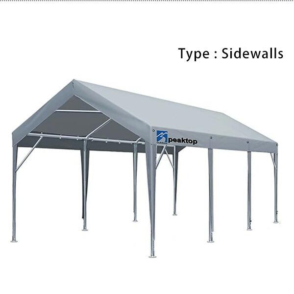 Peaktop Outdoor カーポート with 窓付きサイドウォール 3×6m 車庫