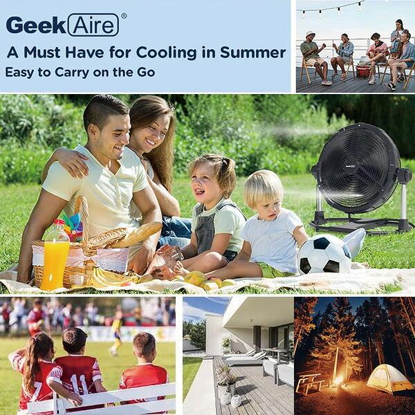 Geek Aire 16インチ ミスティング ファン 高さ調節可能 コードレス