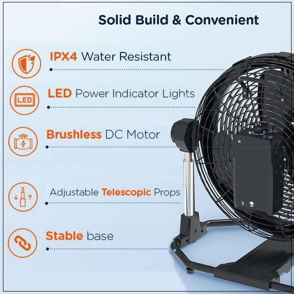 Geek Aire 16インチ ミスティング ファン 高さ調節可能 コードレス