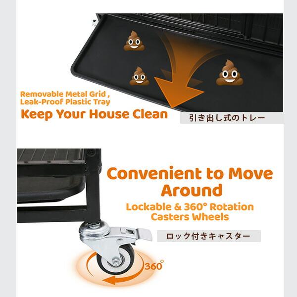 ★工具不要★ ペットケージ 簡単組立 ロック キャスター ブラウン 他カラー有 お取り寄せ/Homey Pet スタッカブル 2段 ドッグ クレート ペットケージ