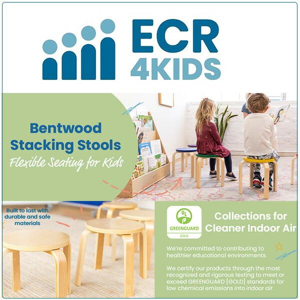 ECR4Kids スタッキング スツール 6脚セット 子供用 椅子 キッズ チェア 丸椅子 かわいい バーチ合板 木製 積み重ね可能 軽量 小さい椅子 保育園 託児所 幼稚園の画像