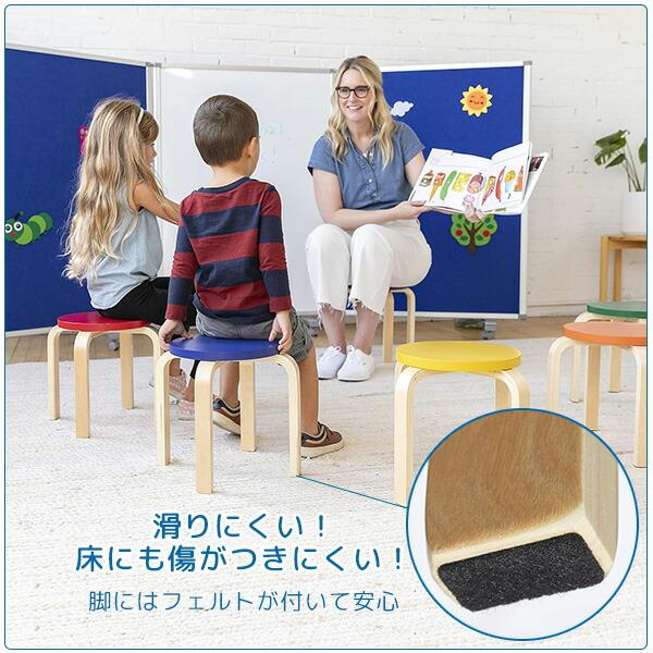 ECR4Kids スタッキング スツール 6脚セット 子供用 椅子 キッズ チェア 丸椅子 かわいい バーチ合板 木製 積み重ね可能 軽量 小さい椅子 保育園 託児所 幼稚園の画像