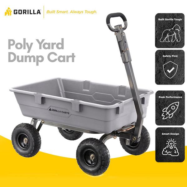 ゴリラカート GOR5-COM ヘビーデューティ ポリ ダンプ カート /グレー