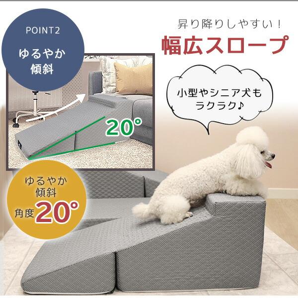Pet's mamma 折りたたみ スロープ Mサイズ 滑り止め付き ゆるやか 傾斜
