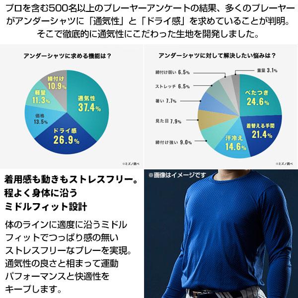 野球 アンダーシャツ 大人 長袖 丸首 ゆったり ミズノプロ バイオギア KUGEKI 空隙 吸汗速乾 高通気性 日本製 12JA9P03 野球アンダー ウェア 一般用 メンズ｜bbtown｜14