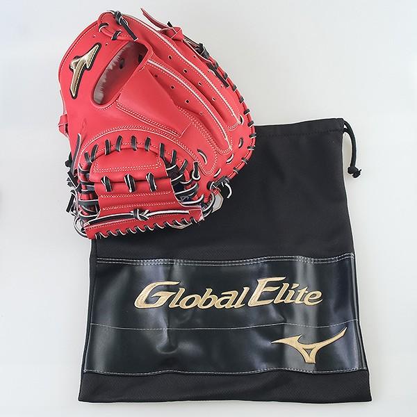 Mizuno Global Elite 軟式　キャッチャーミットレッド　號 Global Elite 交換無料 野球 キャッチャーミット 軟式 大人 右投げ