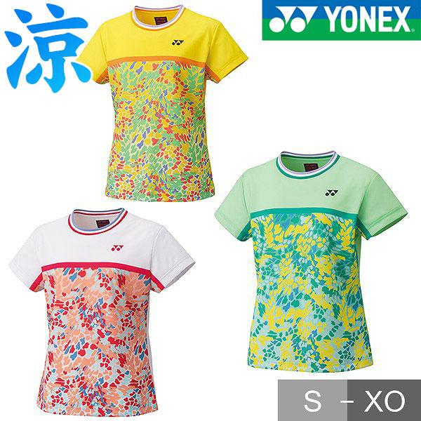 ヨネックス テニス バドミントン ウィメンズゲームシャツ 女性用 レディース 半袖 Tシャツ テニスウェア 柄切り替え クール UV 吸汗 速乾 制電 ポリエステル | YONEX