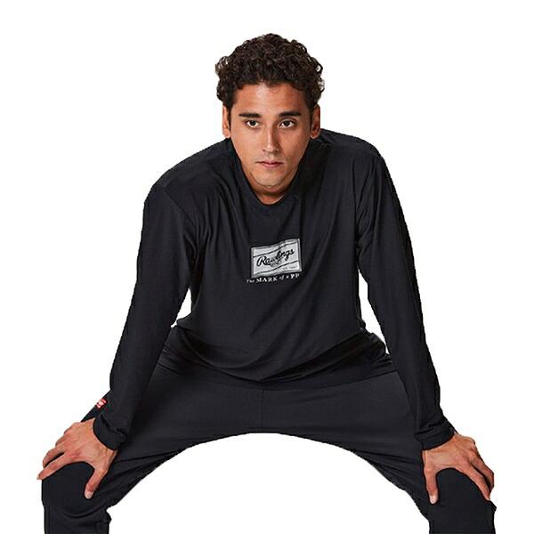 野球 Tシャツ 長袖 丸首 大人 メンズ ローリングス Rawlings 超伸パッチロゴ長袖Tシャツ AST15F02 ロングTシャツ ロンT | Rawlings | 01