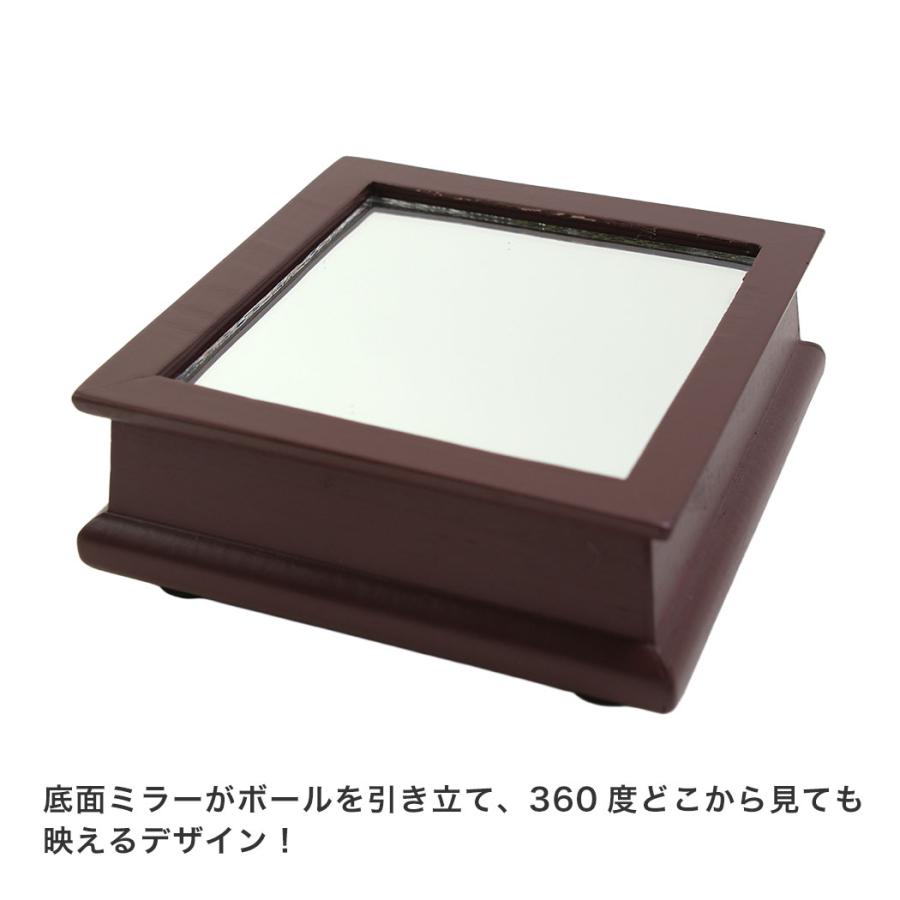 野球 サインボールケース 木製台座付き ミラー仕様 アクリル製 ボール