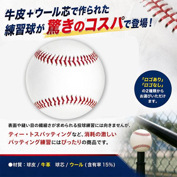 硬式野球ボール　ティー打撃用70球 野球 硬式練習球 1ダース(12個) バッティング練習用 硬式球 硬球 牛革