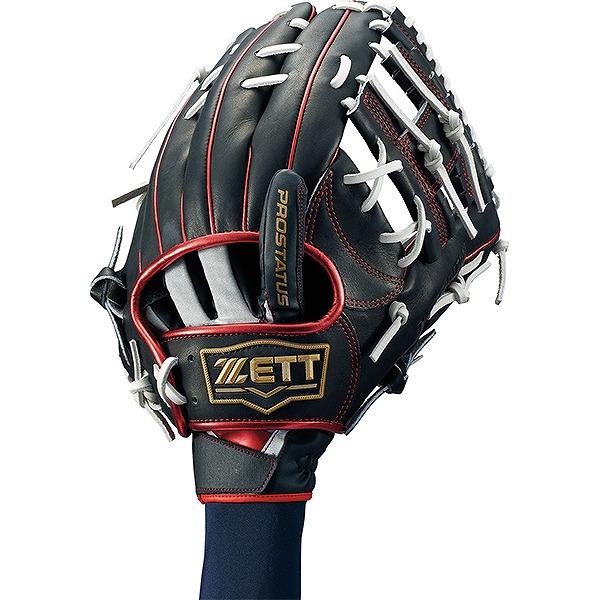 ZETT PROSTATUS 野球グローブ 右手用 黒 ゼット（ZETT） グローブ 軟式 ブラック 黒 PROSTATUS プロステイタス