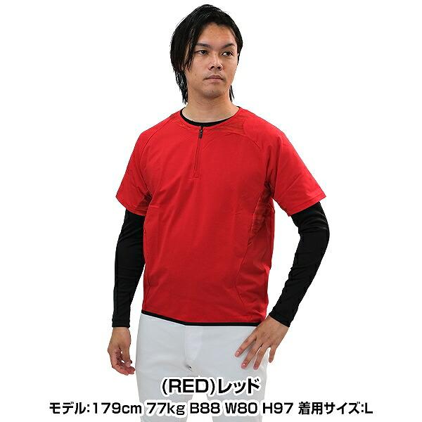 野球 ウインドシャツ 半袖 メンズ デサント ハイブリッドシャツ ウインドブロックシャツ ストレッチ DBX3607B DBX-3607B 一般 | DESCENTE | 03