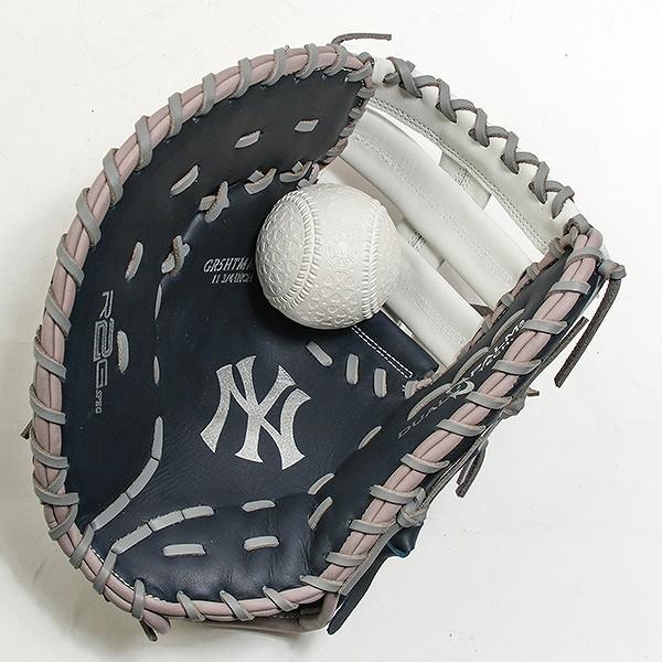 【交換往復送料無料】 野球 ファーストミット 軟式 大人 左投げ ローリングス Rawlings HYPER TECH MLB TEAM 一塁手用 サイズ：11.75 ヤンキース GR5HTMM53-NYY 型付け可能(G) 2025年NEWモデル Rawlings（ローリングス） 交換無料 野球 ファーストミット 軟式 大人