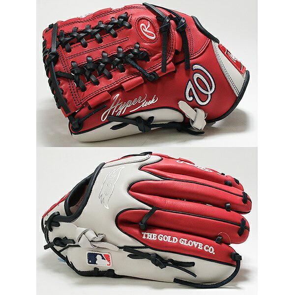 交換無料 野球 グローブ 軟式 大人 左投げ ローリングス Rawlings HYPER TECH MLB TEAM オールラウンド サイズ11.75 ナショナルズ GR5HTMN55W 型付け可能(G)_6
