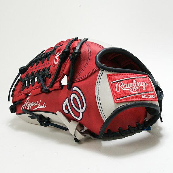 交換無料 野球 グローブ 軟式 大人 左投げ ローリングス Rawlings HYPER TECH MLB TEAM オールラウンド サイズ11.75 ナショナルズ GR5HTMN55W 型付け可能(G)_7