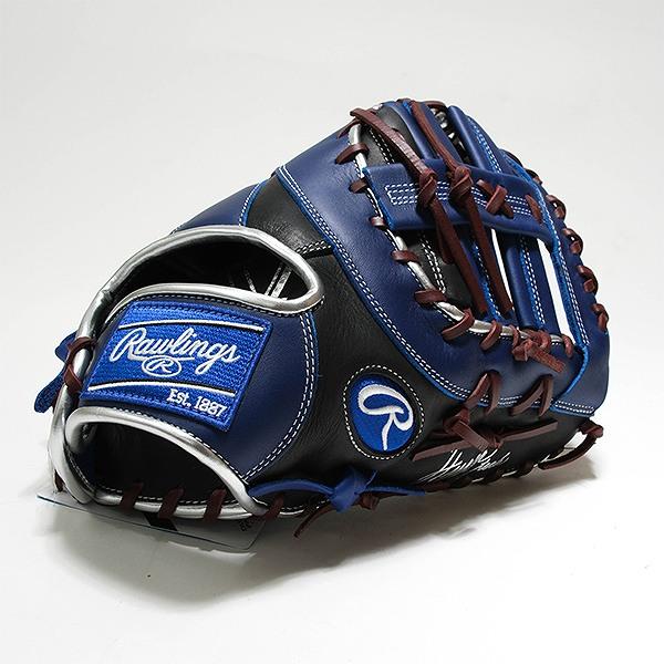 交換無料 野球 グローブ 軟式 大人 右投げ ローリングス Rawlings HYPER TECH COLOR SYNC ファーストミット サイズ：11.75 ブラック/インディゴ 型付け可能(G) | Rawlings | 07