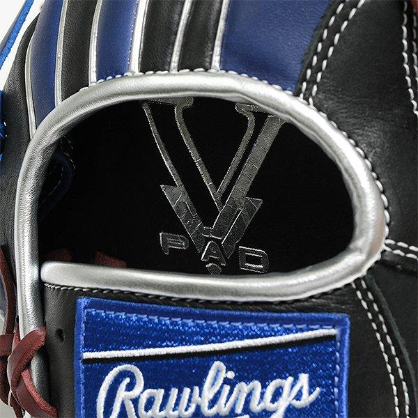 交換無料 野球 グローブ 軟式 大人 右投げ ローリングス Rawlings HYPER TECH COLOR SYNC オールラウンド用 サイズ：11.75 ブラック/インディゴ 型付け可能(G) | Rawlings | 10