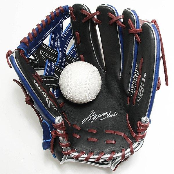 交換無料 野球 グローブ 軟式 大人 右投げ ローリングス Rawlings HYPER TECH COLOR SYNC オールラウンド用 サイズ：11.75 ブラック/インディゴ 型付け可能(G) | Rawlings | 05