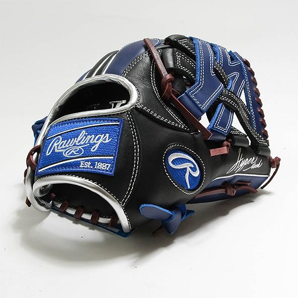 交換無料 野球 グローブ 軟式 大人 右投げ ローリングス Rawlings HYPER TECH COLOR SYNC オールラウンド用 サイズ：11.75 ブラック/インディゴ 型付け可能(G) | Rawlings | 07
