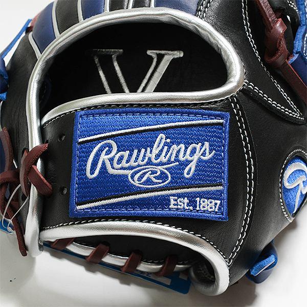 交換無料 野球 グローブ 軟式 大人 右投げ ローリングス Rawlings HYPER TECH COLOR SYNC オールラウンド用 サイズ：11.75 ブラック/インディゴ 型付け可能(G) | Rawlings | 09