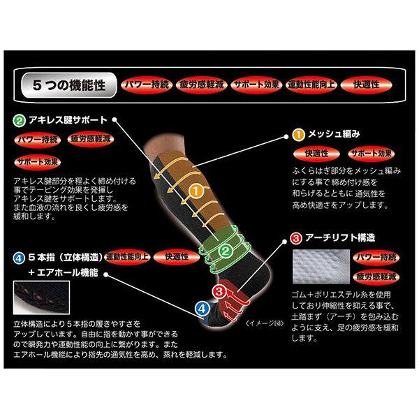 レワード 野球 ソックス 5本指 白 赤 紺 黒 パワーソックス 靴下