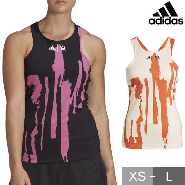 テニス タンクトップ レディース アディダス ノースリーブ 丸首 Yバック テニスウェア 吸汗速乾 吸湿 ストレッチ インナーブラ付き テベ・マググコラボ MLQ28 | adidas