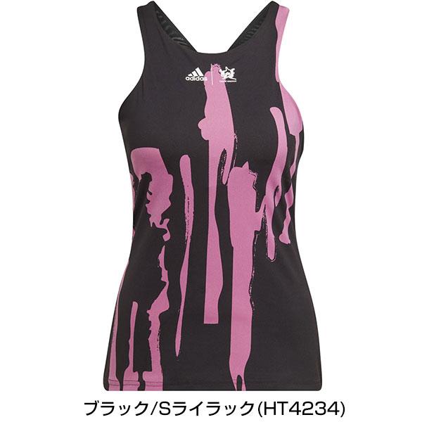 テニス タンクトップ レディース アディダス ノースリーブ 丸首 Yバック テニスウェア 吸汗速乾 吸湿 ストレッチ インナーブラ付き テベ・マググコラボ MLQ28 | adidas | 01
