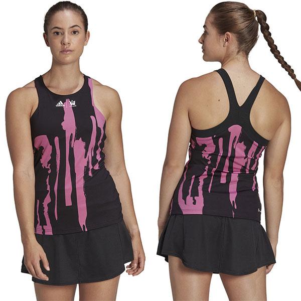 テニス タンクトップ レディース アディダス ノースリーブ 丸首 Yバック テニスウェア 吸汗速乾 吸湿 ストレッチ インナーブラ付き テベ・マググコラボ MLQ28 | adidas | 02