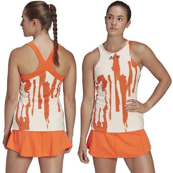 テニス タンクトップ レディース アディダス ノースリーブ 丸首 Yバック テニスウェア 吸汗速乾 吸湿 ストレッチ インナーブラ付き テベ・マググコラボ MLQ28 | adidas | 04