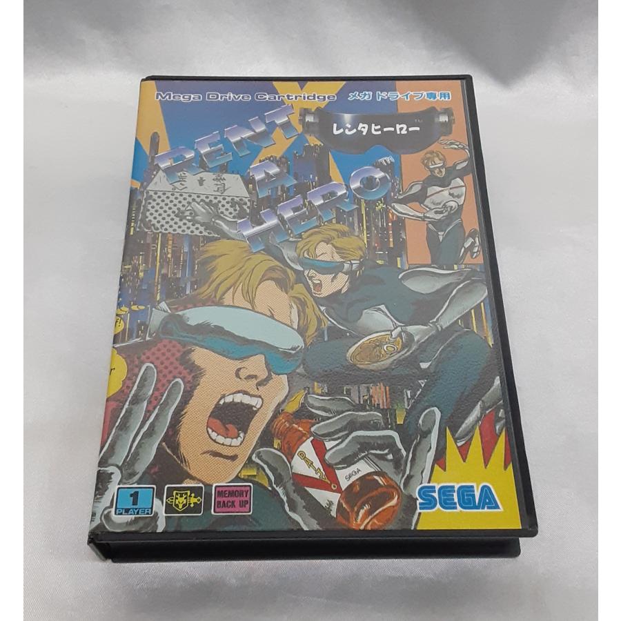 レンタヒーロー RENT A HERO メガドライブ MEGA DRIVE MD セガ ゲームソフト 箱・説明書付き 動作確認済み | 