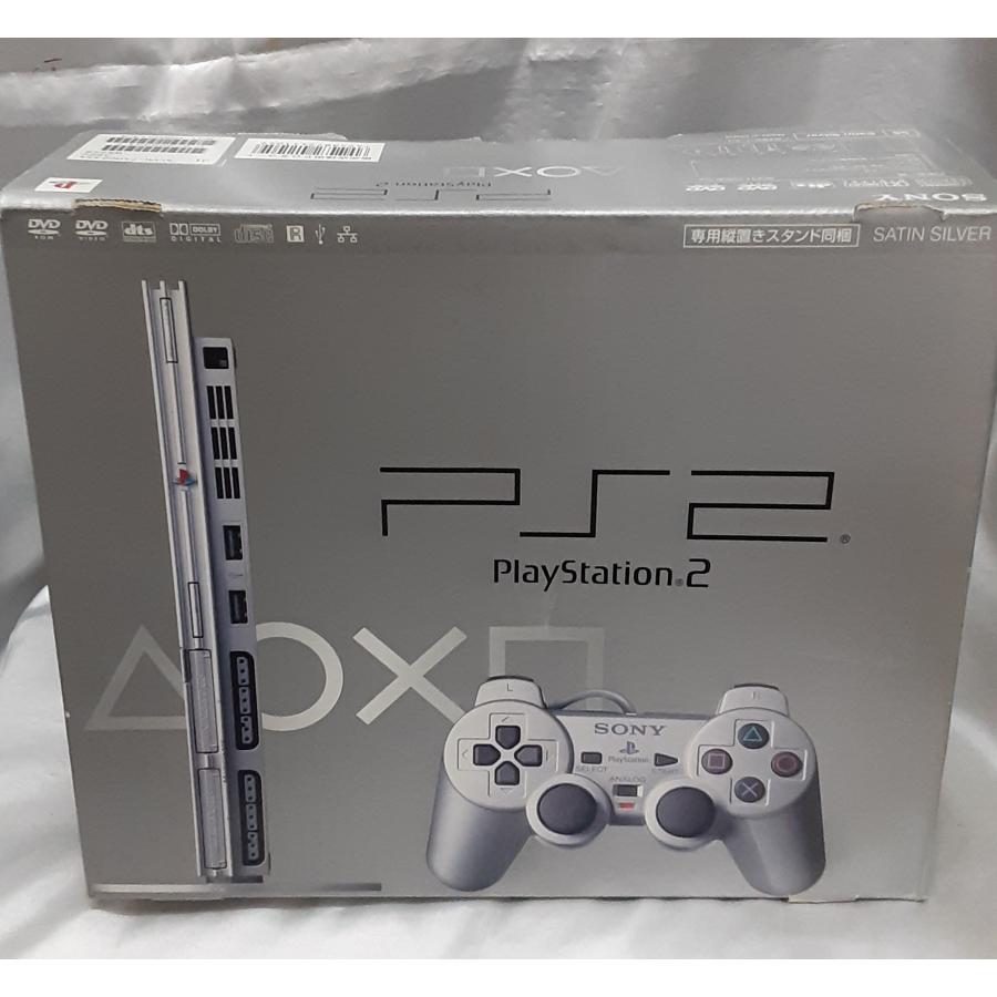 PS2 本体 サテン・シルバー SCPH-75000 SSS playstation2 プレイステーション2 薄型 箱・説明書・コントローラー付き 動作確認済み | 
