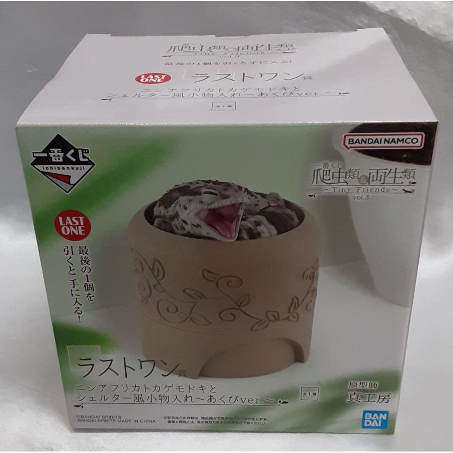 ラストワン賞 ニシアフリカトカゲモドキとシェルター風小物入れ あくびver.  一番くじ 爬虫類＆両生類 Tiny Friends vol.3 未開封 | 