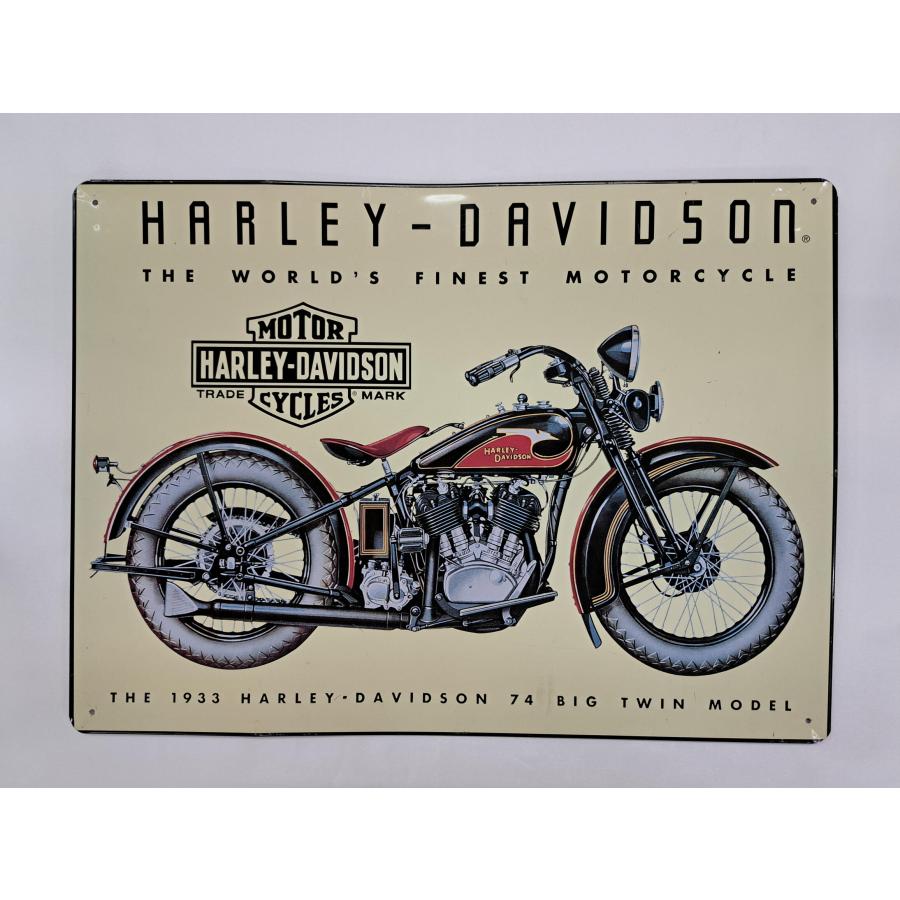 ブリキ看板 1933 ハーレーダビッドソン 74ビッグツインモデル アメリカン雑貨 約31cm×43cm | 