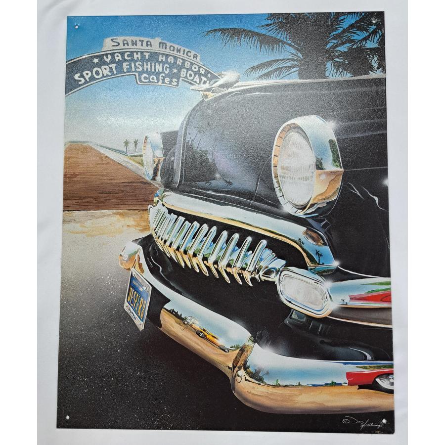 ブリキ看板 サンタモニカ シボレー ベルエア アメリカン雑貨 約40×31cm | 